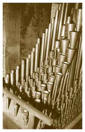 Photo des tuyaux du positif de l'orgue